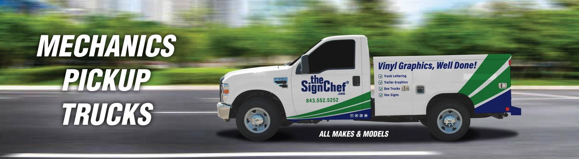 High Coverage Thumbnail for Custom Vinyl Lettering and Logos for Regular Cab Ford F-250 Mechanics Truck