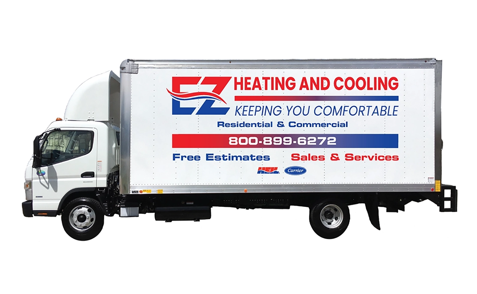 Image of a high coverage vinyl graphics package on a 20-foot truck, showcasing an elevated and enhanced appearance for a commercial vehicle